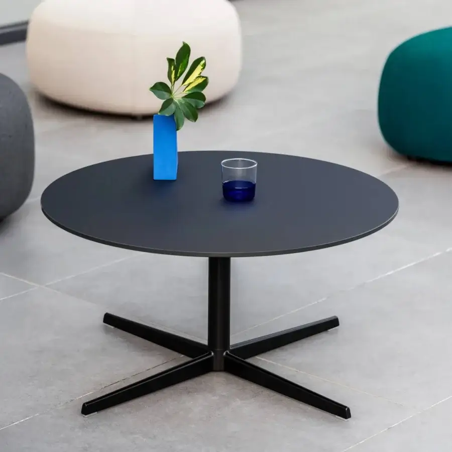 Sophisticated Lapalma Outdoor Auki coffee table crafted with aluminum, stainless steel and a matte black Fenix top with a powder-coated polyester finish