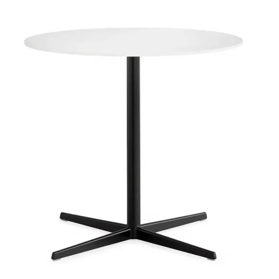 Sophisticated Lapalma Auki Outdoor bistrot table with a matte white HPL top and matte black powder coated polyester base