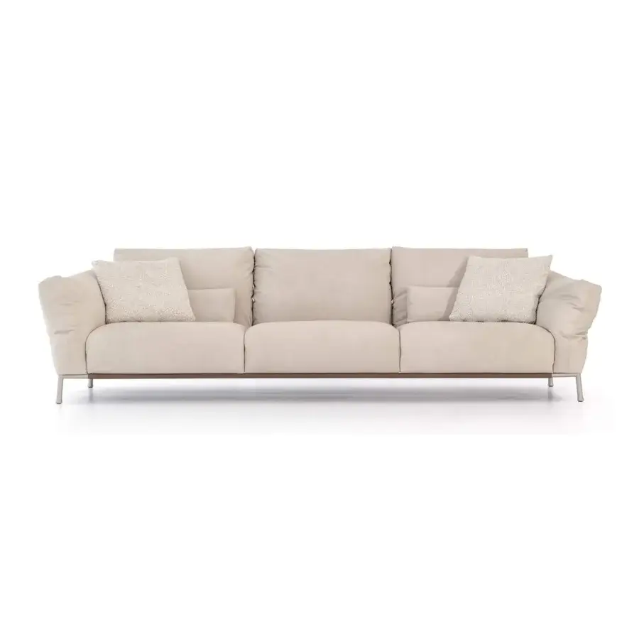 Elegant Cierre1972 Chapeau sofa upholstered in light matte textile with reclining backrests and armrests crafted in Italy