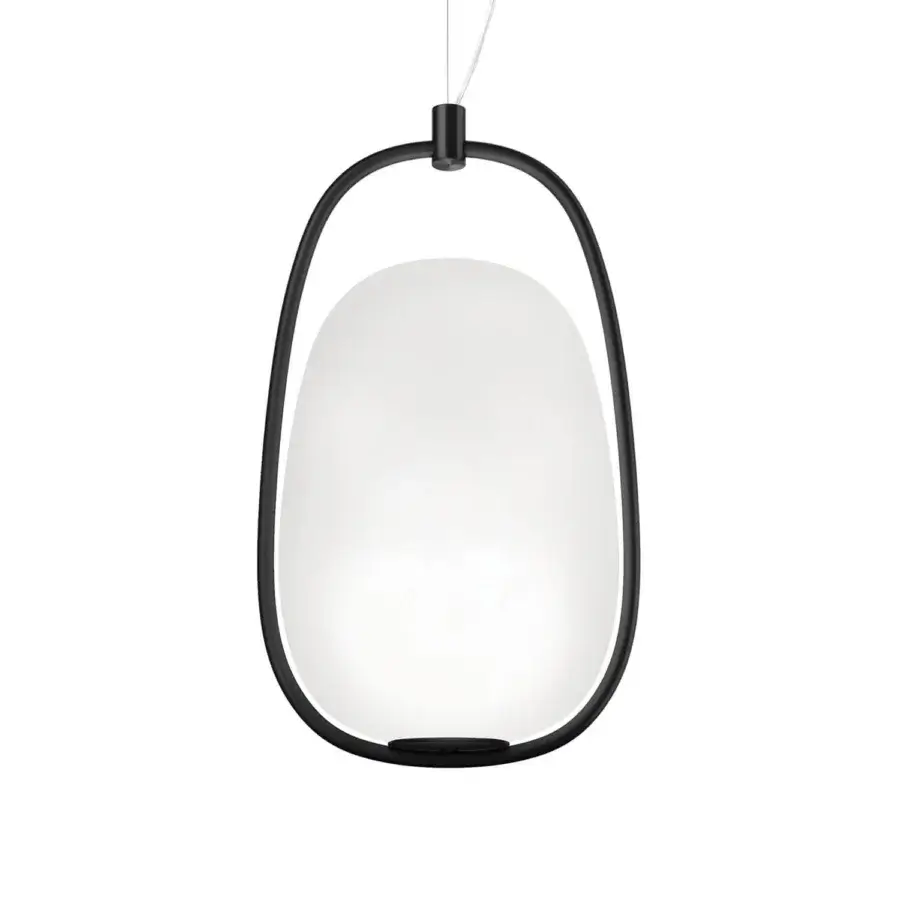 Superior Kundalini Lannà suspension lamp with an opal diffuser built in blown glass and metallic coated structure