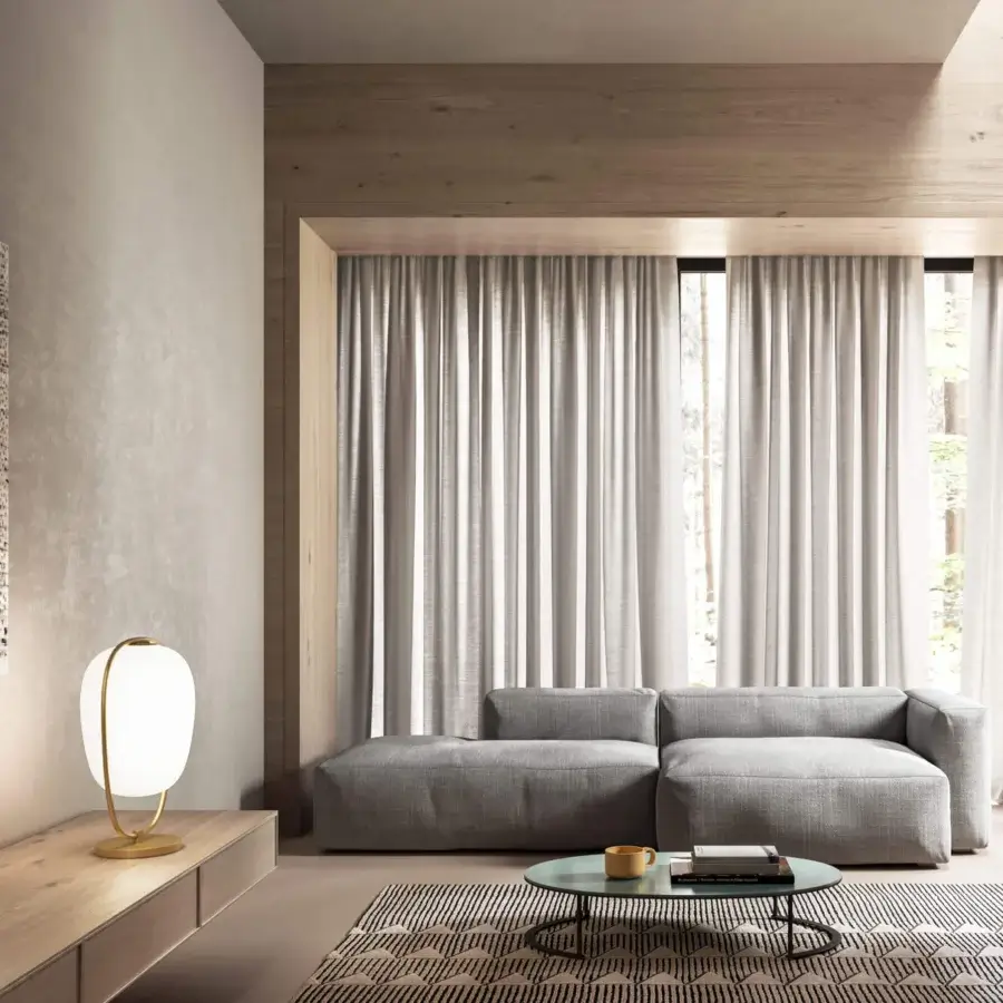 Refined Kundalini Lannà table lamp with a two-layer opal blown glass diffuser and metallic-coated structure