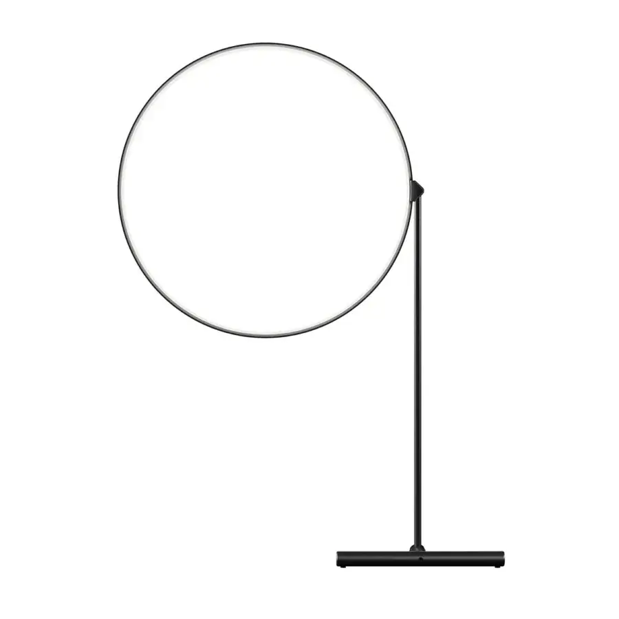 Elegant Kundalini Poise table lamp with matt black metallic diffuser and structure crafted in Italy with adjustable design