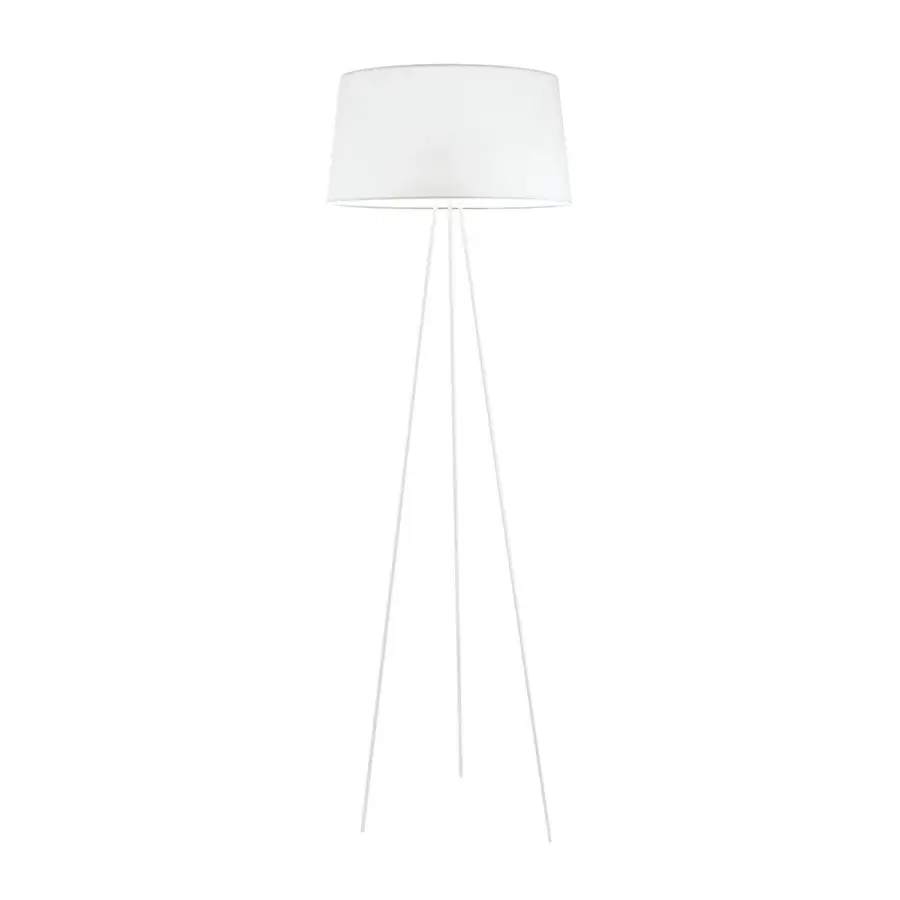 Exceptional Kundalini Tripod floor lamp with fire-resistant fabric and white painted premium metal structure