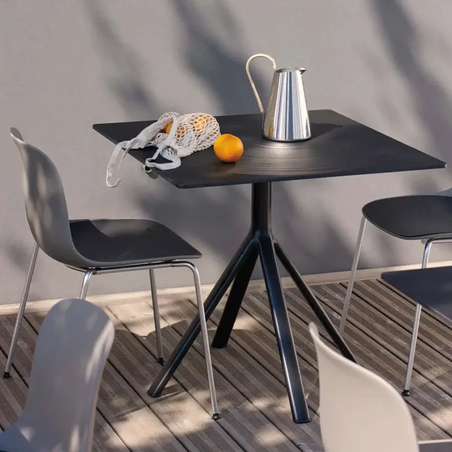 Distinguished Lapalma Fork Outdoor Bistrot table with aluminum base and HPL laminate top crafted in Italy