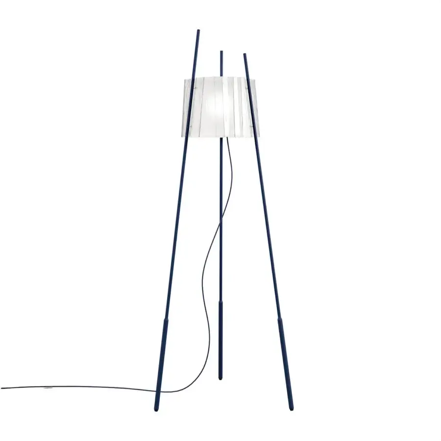 Distinguished Kundalini Tyla floor lamp with sandblasted mouth-blown glass and a metallic coated structure crafted in Italy