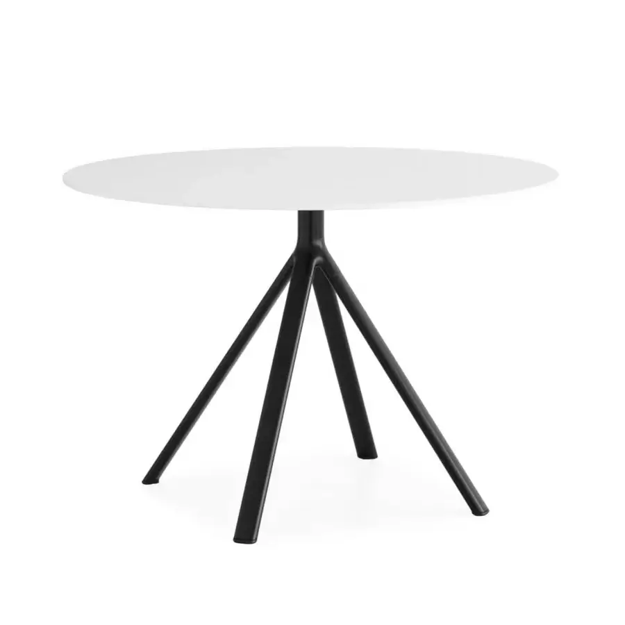 Elegant Lapalma Fork outdoor table with a white HPL laminate top and black powder-coated aluminum base