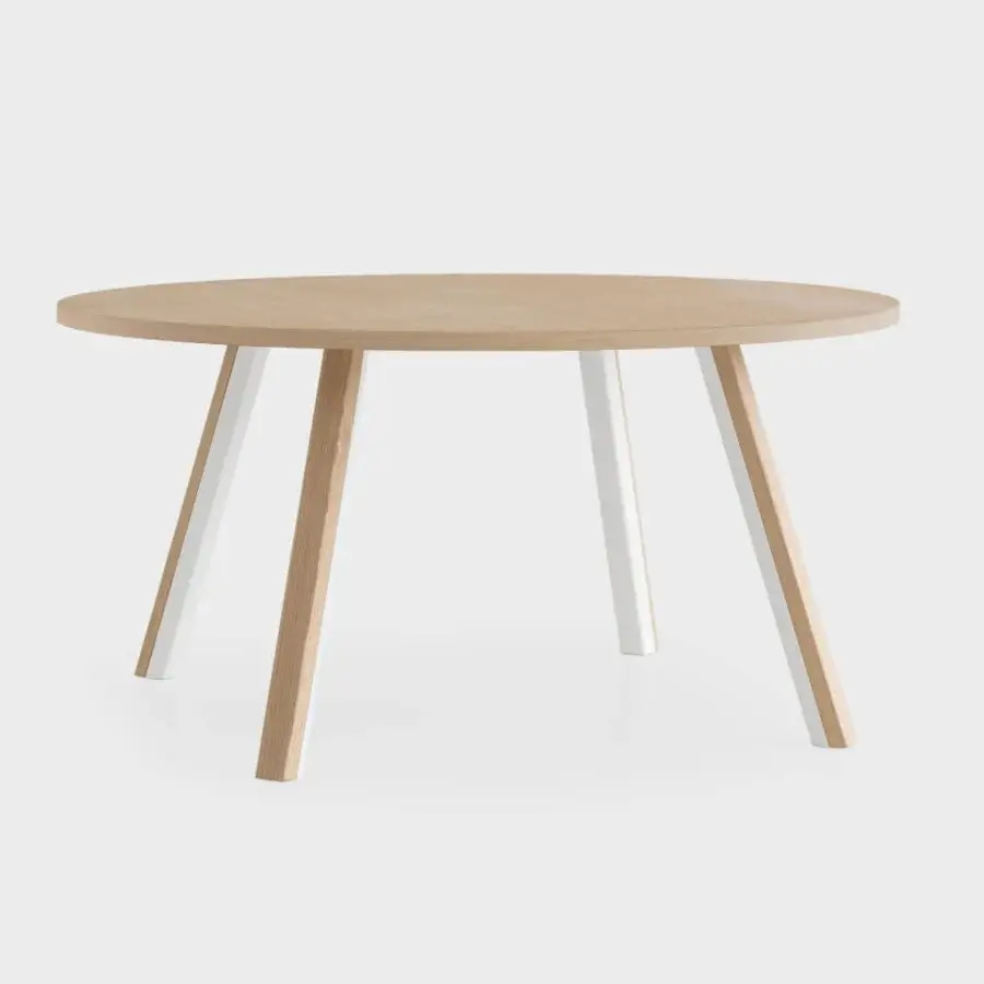 Sophisticated Lapalma Ori table with a smooth wood top and slanted legs crafted in powder-coated metal and solid ash wood