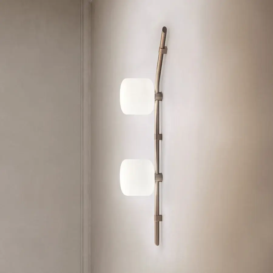 Superior Kundalini Floed wall lamp with dual-layer blown opal glass diffuser and bronze matte metallic coating
