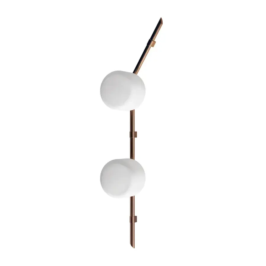 Elegant Kundalini Floed wall lamp with metallic coating and dual-layer blown opal glass inspired by gorgonian coral forms