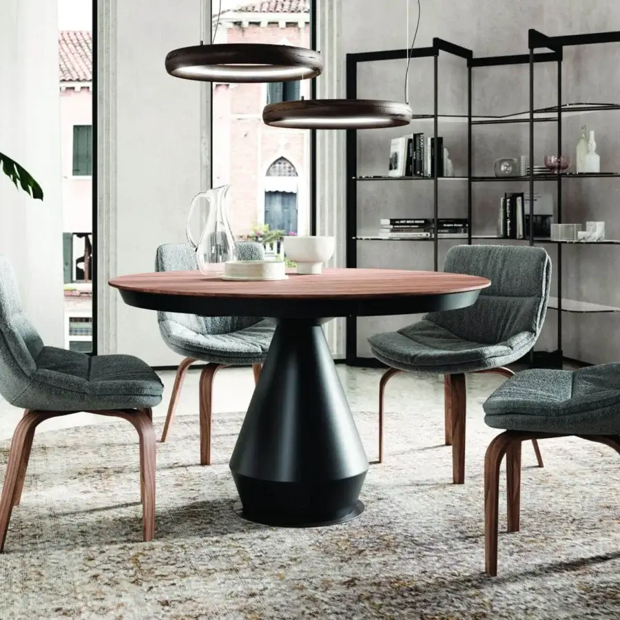 Distinguished Ozzio Italia Panto bookcase with a geometric grid supporting transparent glass shelves in matte black metal finish