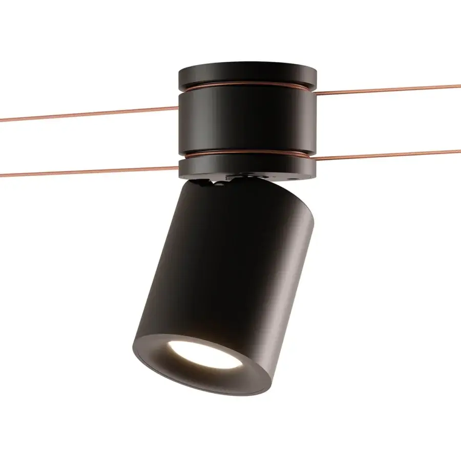 Exceptional Kundalini Mitos ceiling lamp with adjustable spotlights in metallic coating and matte black finish