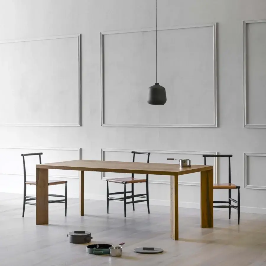 Exceptional Miniforms Manero table in medium-toned brown solid wood with a matte finish crafted in Italy