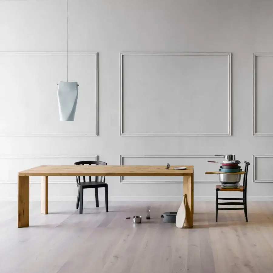 Distinguished Miniforms Manero table crafted in warm-toned wood with a matte finish displaying a natural grain pattern