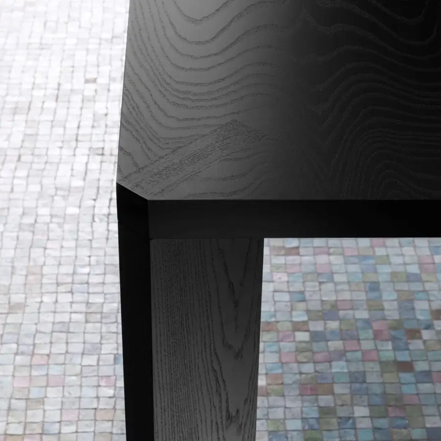 Exceptional Miniforms Manero table crafted in wood with a dark stain highlighting expressive grain