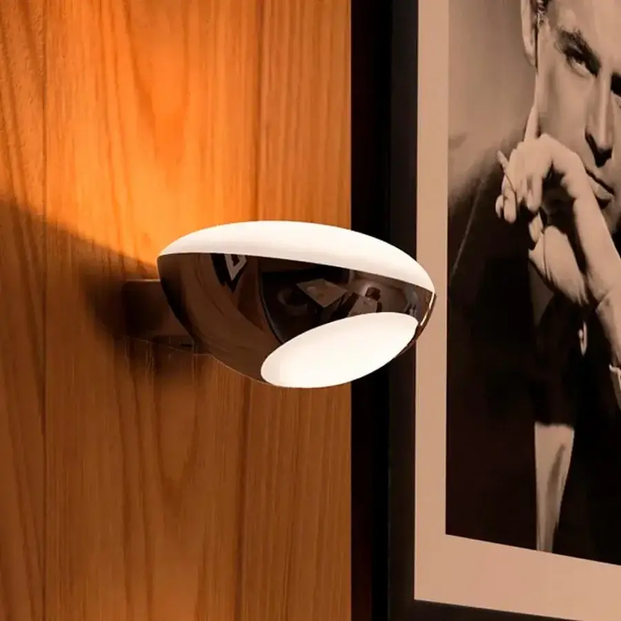 Exceptional Kundalini Tua wall lamp with a black tin frame and frosted glass diffusers crafted in Italy