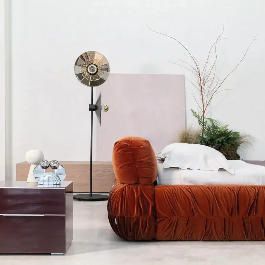 Superior Cierre1972 Square New nightstand with two drawers and sleek metal handles in a rich brown finish