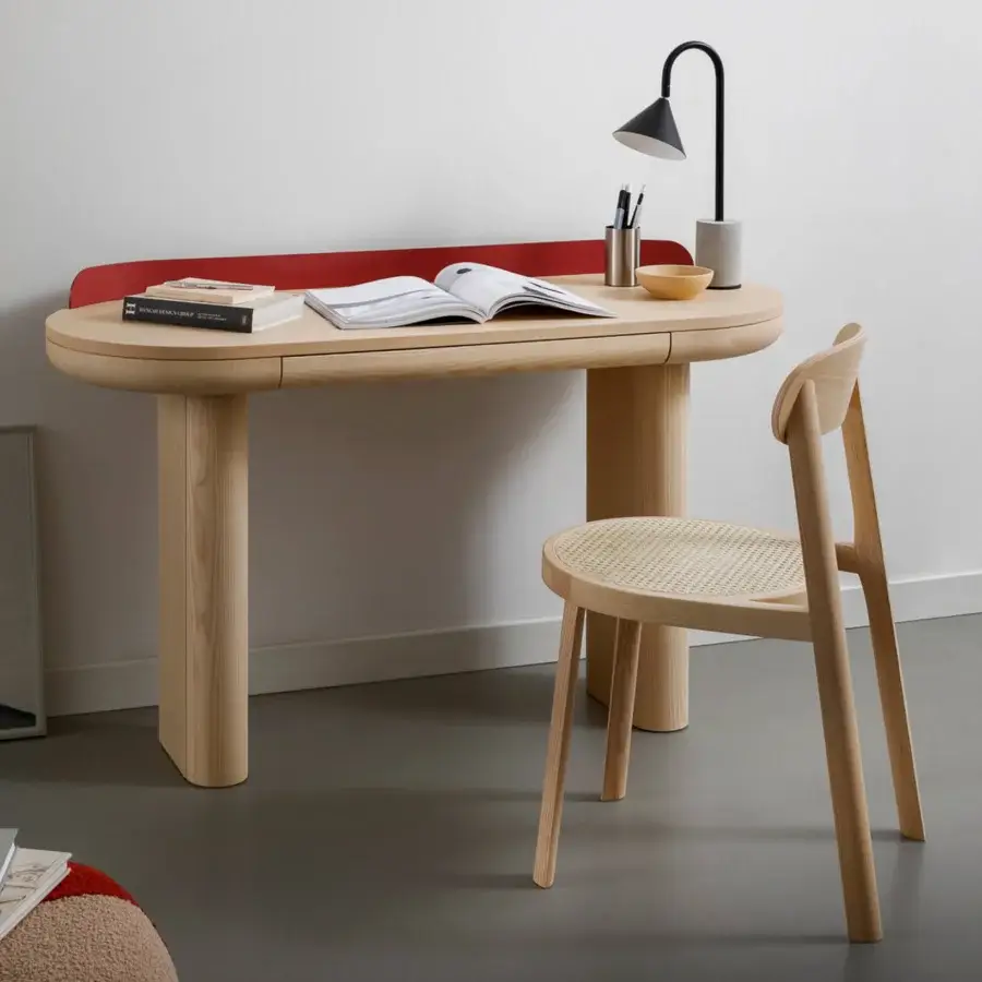 Superior Miniforms Brulla chair inspired by 20th-century Austrian design with light wood and cane-webbed seat