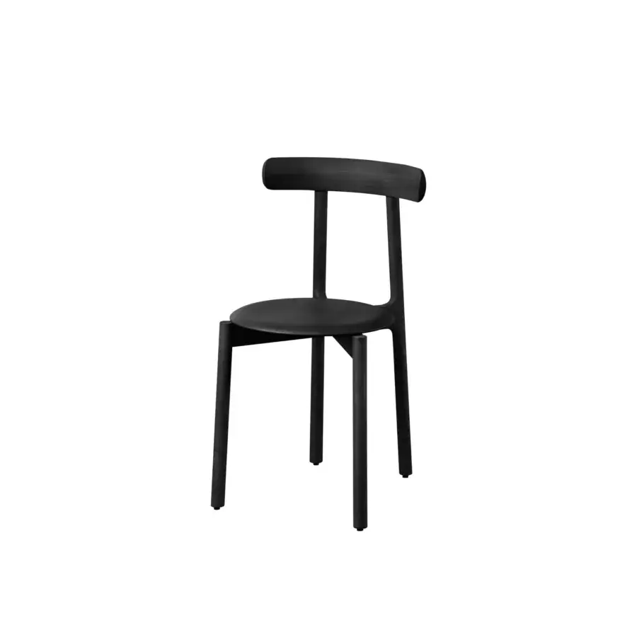 Exceptional Miniforms Bice chair crafted in Italy with sleek matte black wood and distinctive backrest flaps