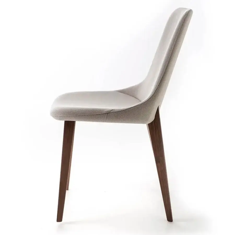 Lavish Bross Ascot chair with light beige fabric upholstery and dark brown stained oakwood legs