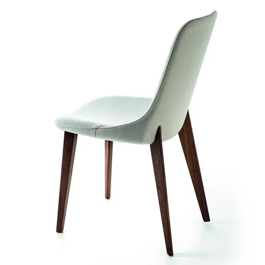 Superior Bross Ascot chair with light grey fabric upholstery and tapered oakwood legs with matte finish