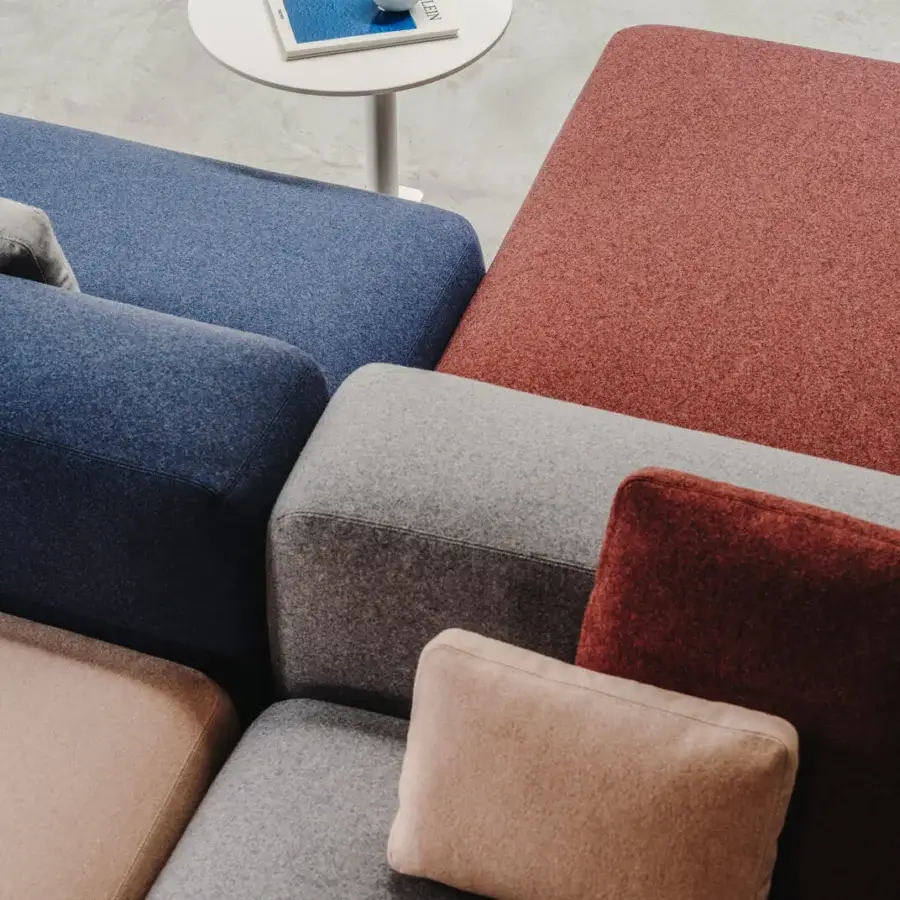 Exceptional Lapalma Plus sectional with geometric blocks upholstered in textured textile with matte finish