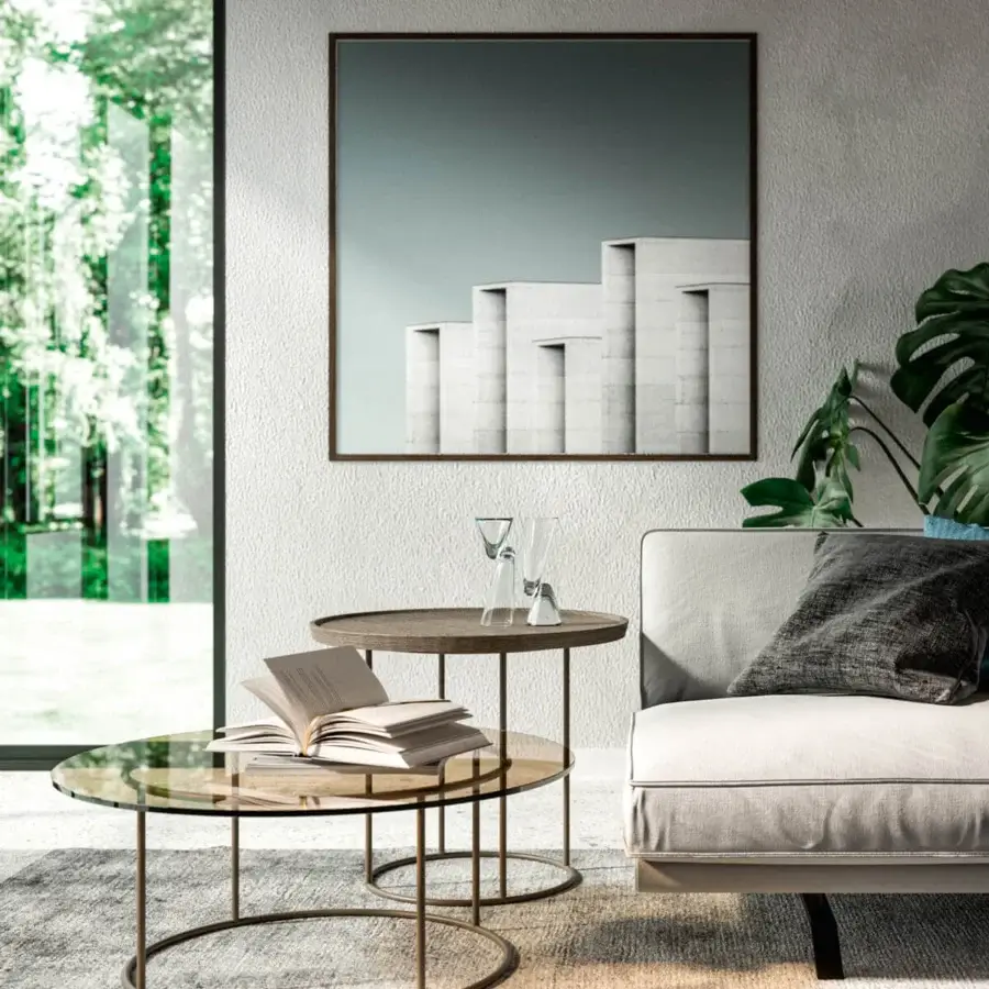 Captivating Ozzio Italia Moved coffee table with tinted transparent glass and matte metal frame
