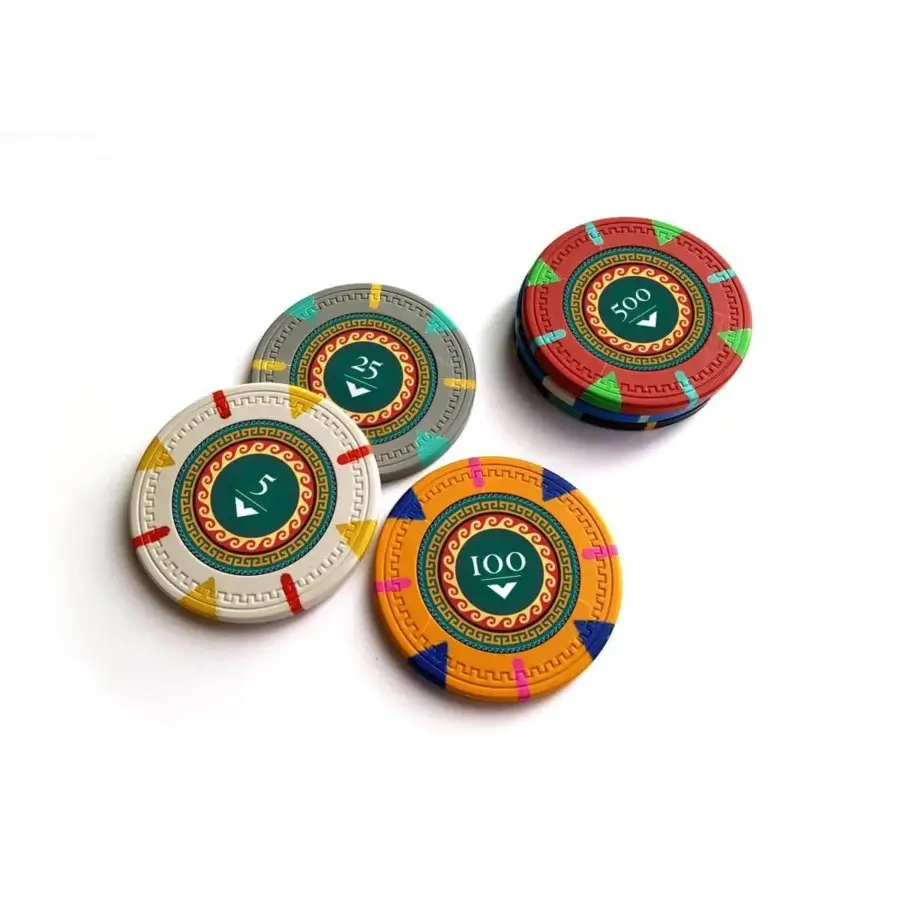 Elegant Vismara Convivium roulette table crafted with a lacquered glass top, steel profiles and a ring-patterned base in white, gray, orange, red, blue and green