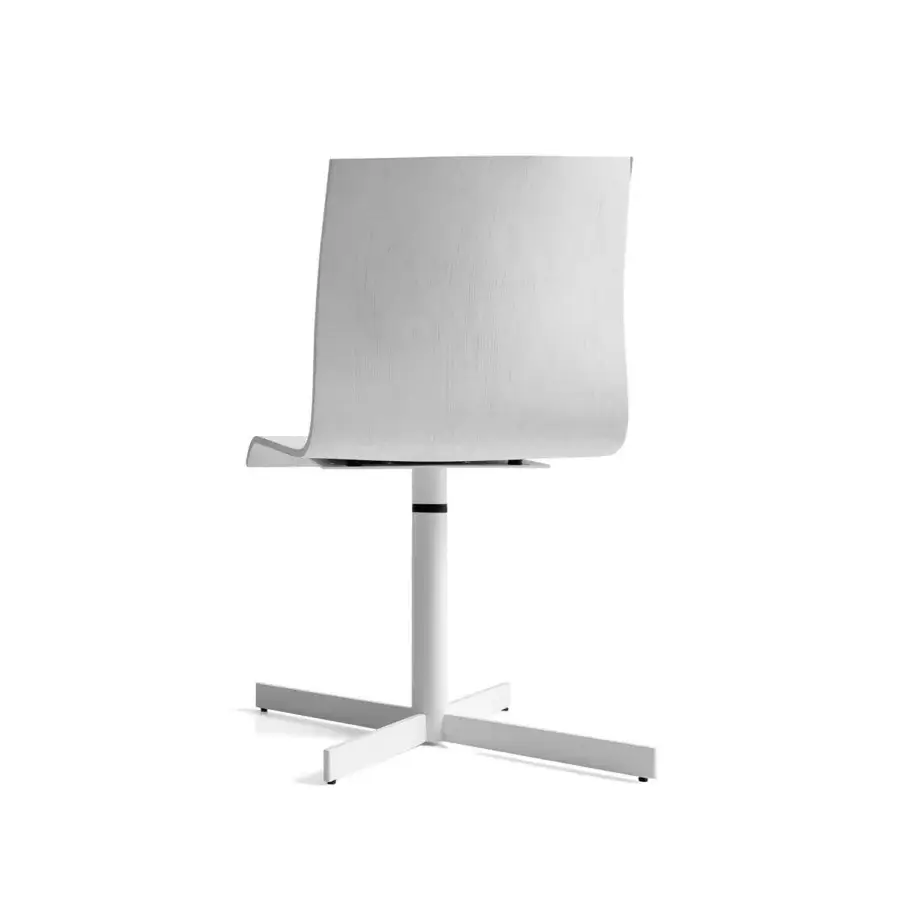 Elegant Bross Bee swivel chair with white wood and a sleek metal base exhibiting a smooth matte finish