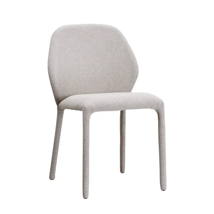 Elegant Miniforms Dumbo chair with light gray textile and curved silhouette crafted in Italy for comfortable seating