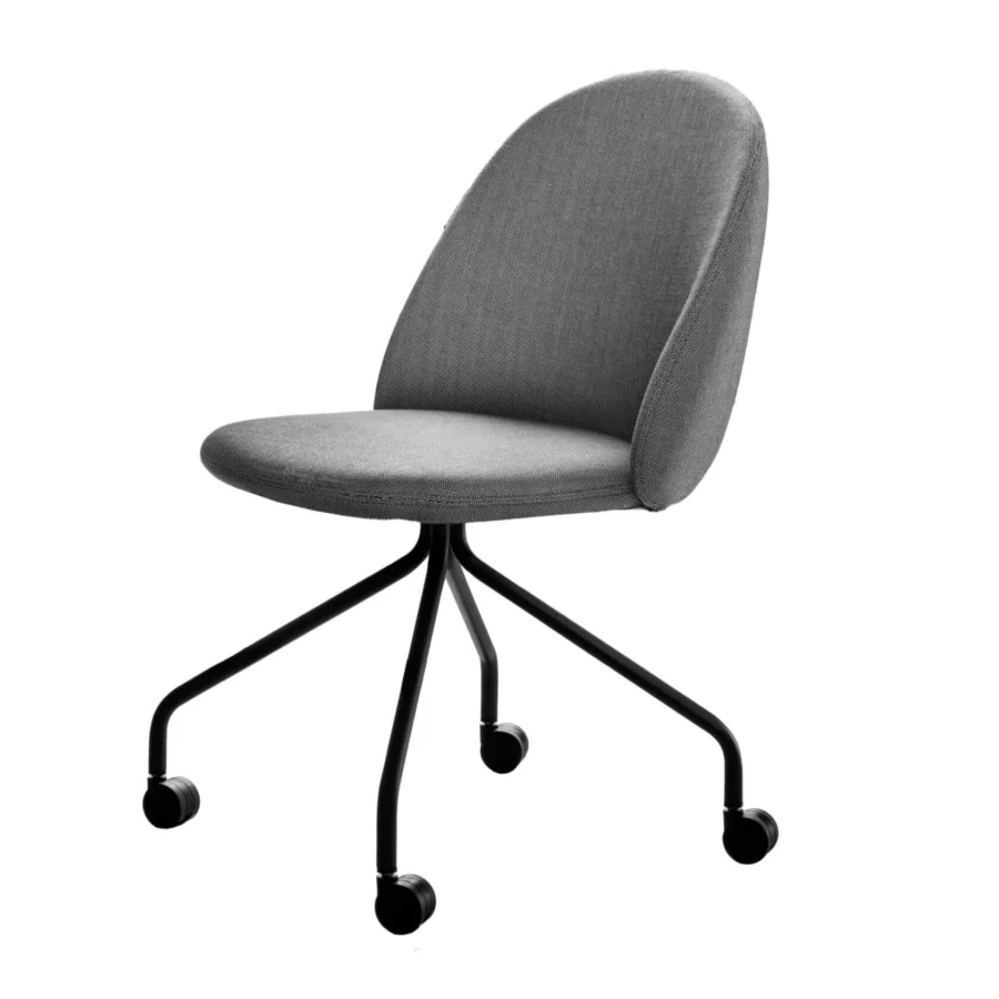 Distinguished Miniforms Iola office chair with gray textile upholstery and black metal base crafted for ergonomic form