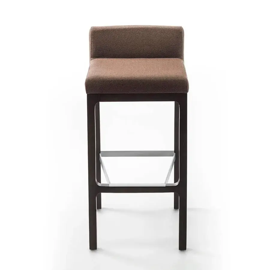 Distinguished Bross Flux stool with a wood structure and premium fabric cover in a dark brown matte finish