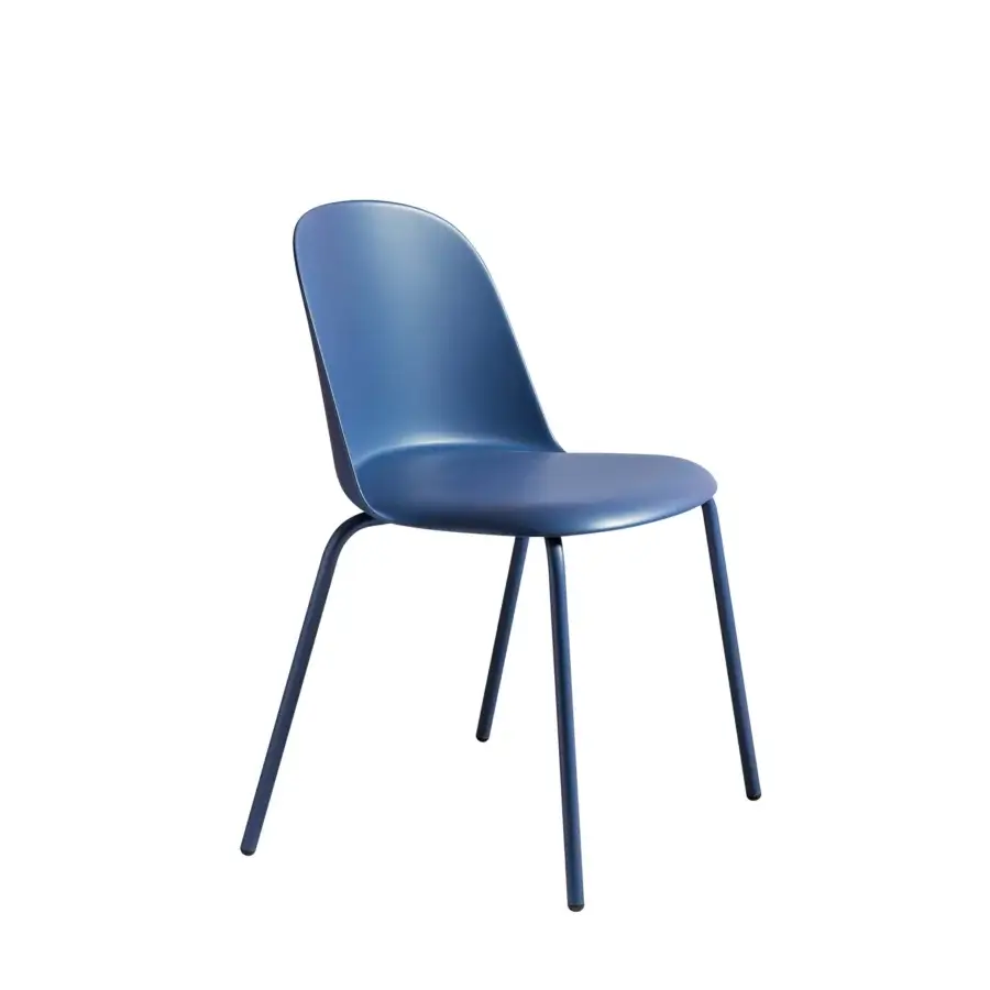 Sophisticated Miniforms Mariolina Basic chair in blue polypropylene with curved form and matte finish