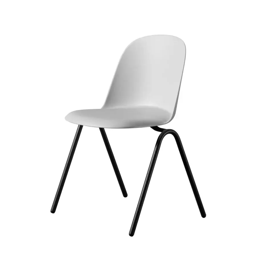 Distinguished Miniforms Mariolina Edu chair with white polypropylene seat and black metal legs exhibiting a matte finish