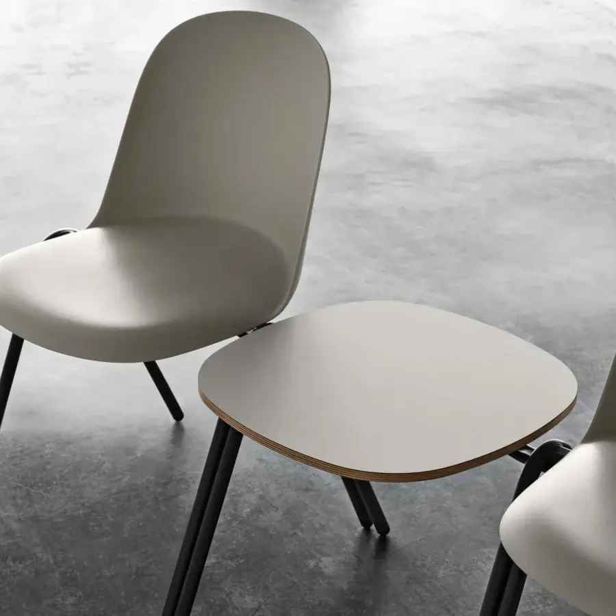 Captivating Miniforms Mariolina Edu chair in muted grey matte polypropylene with black metal legs