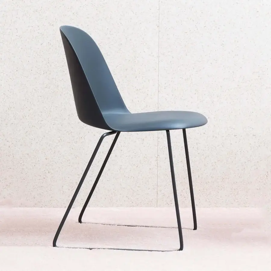 Exceptional Miniforms Mariolina chair with matte gray polypropylene body and sleek black metal legs