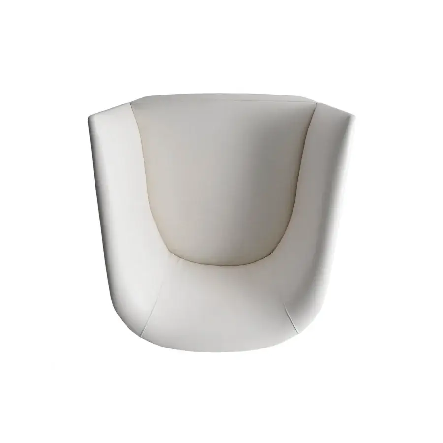 Distinguished Bross Nest lounge chair with off-white fabric and high-end wood, crafted in Italy with a curved organic silhouette