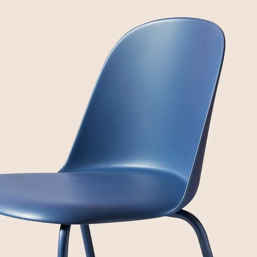 Elegant Miniforms Mariolina stool in smooth glossy blue polypropylene with curved lines