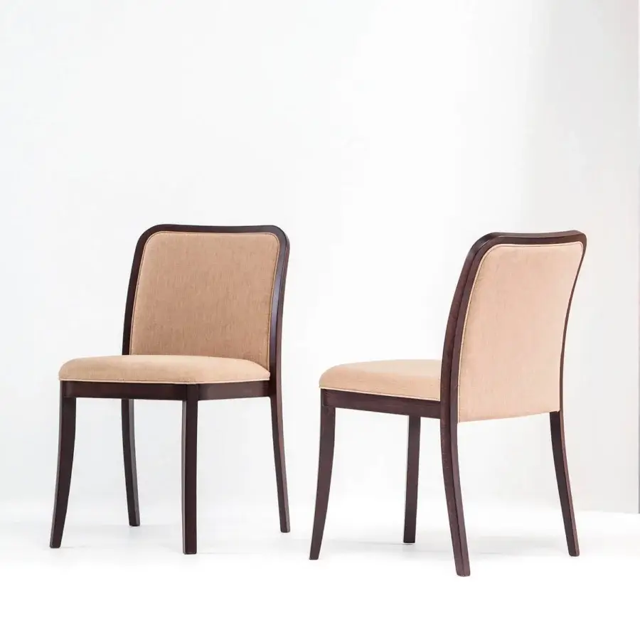 Superior Bross Palace chair with light beige premium fabric upholstery and dark matte wooden structure