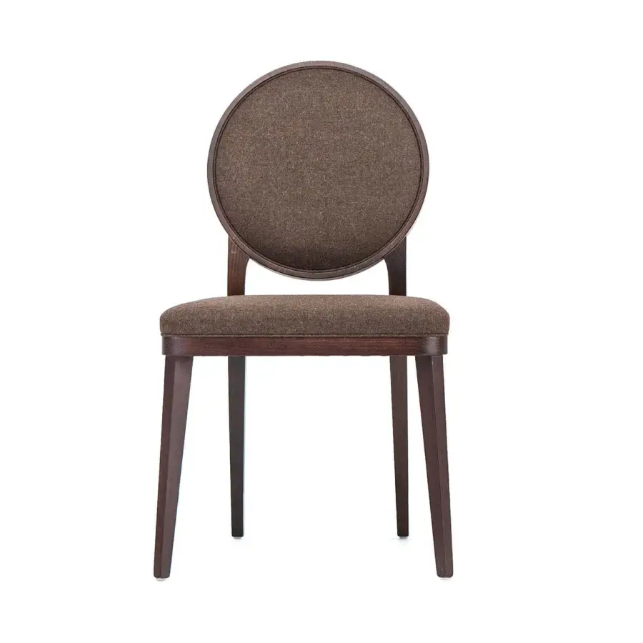 Exceptional Bross Plaza chair crafted in Italy with a brown textile cover and matte wood finish