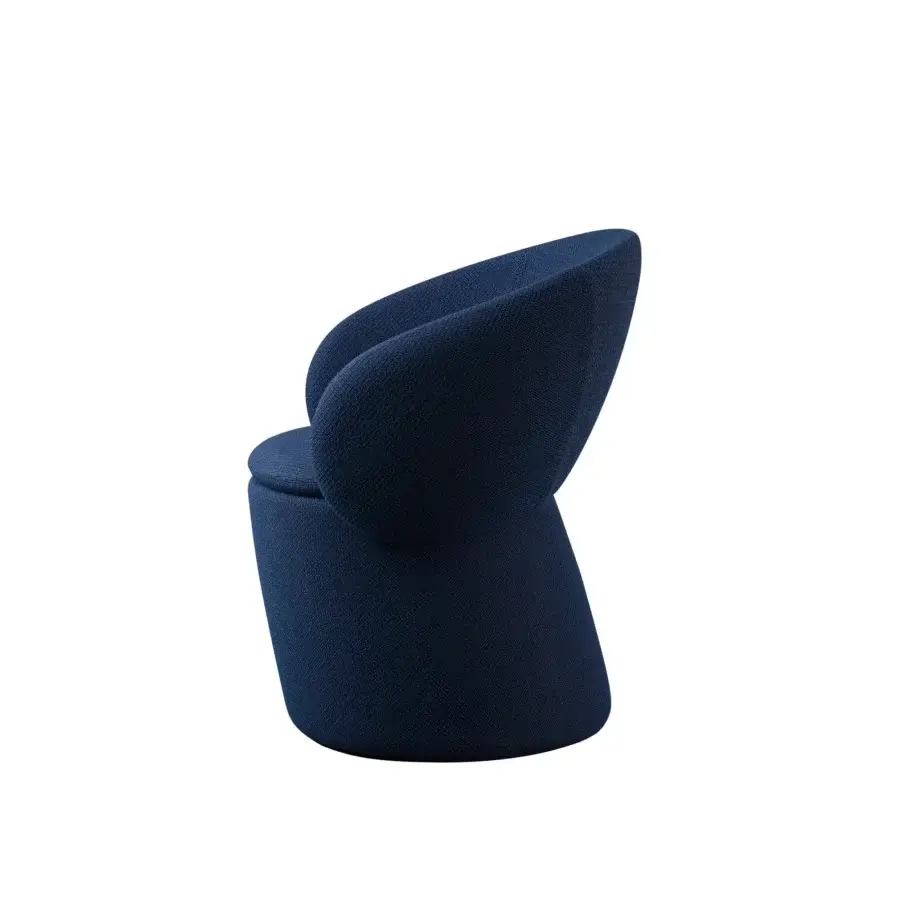 Remarkable Miniforms Nebula Monaca chair with enveloping design and sleek lines in dark blue recyclable polyurethane textile