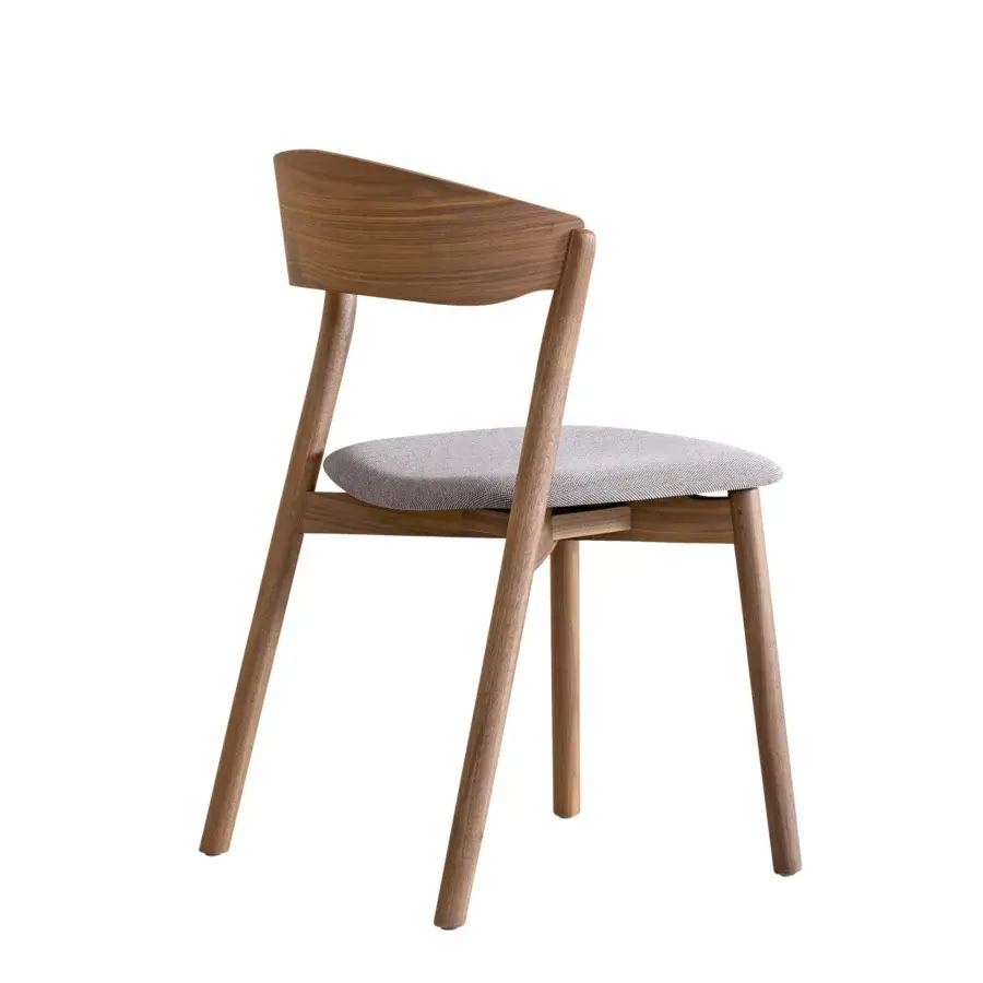Elegant Miniforms Tube chair crafted in Italy with a light gray upholstered seat and light-toned wooden frame with a smooth matte finish