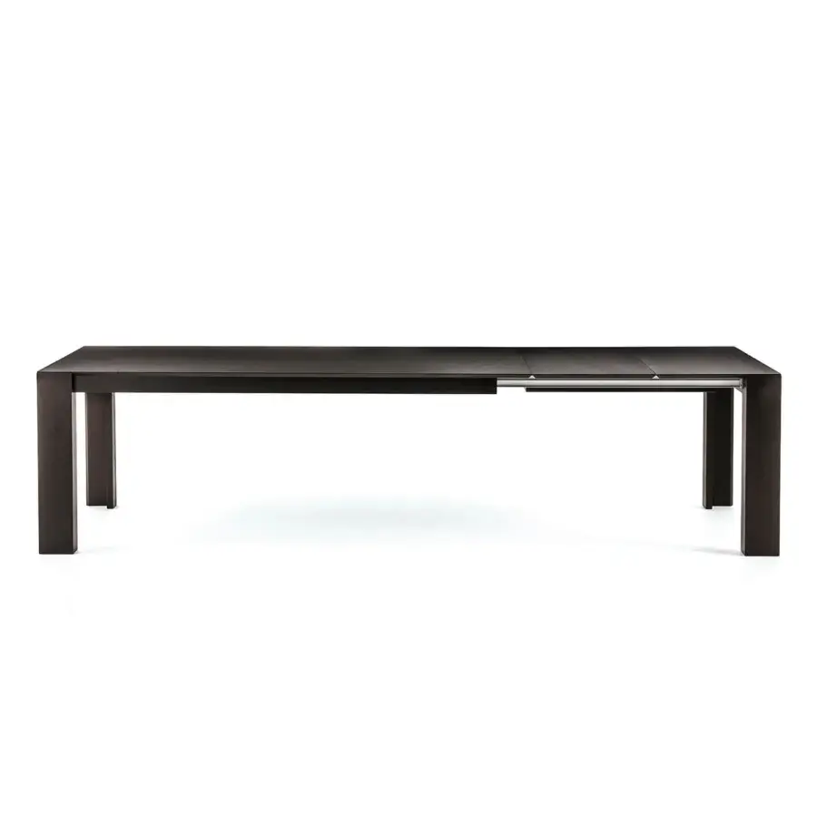 Elegant Bross Joy extendable table crafted in oakwood with dark stained finish highlights wood grain