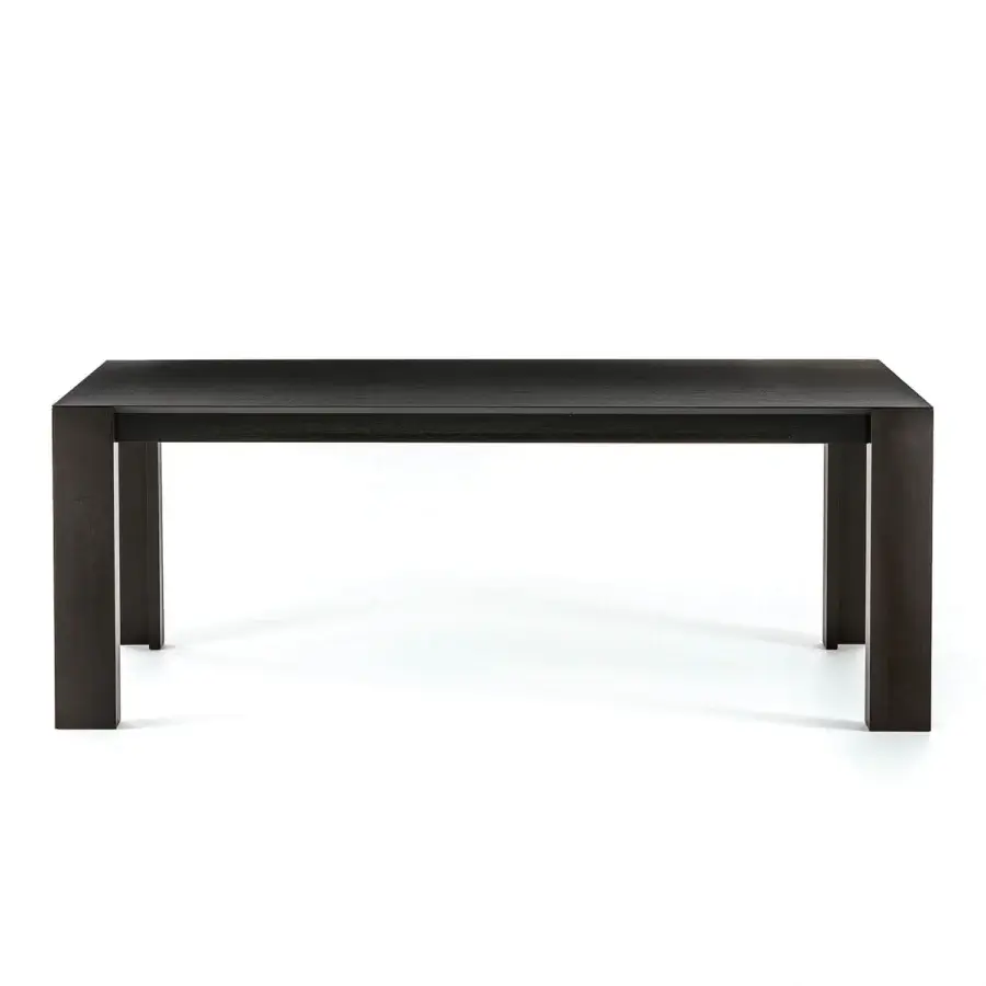 Distinguished Bross Joy extendable table in oakwood with dark matte finish exhibits a refined linear design