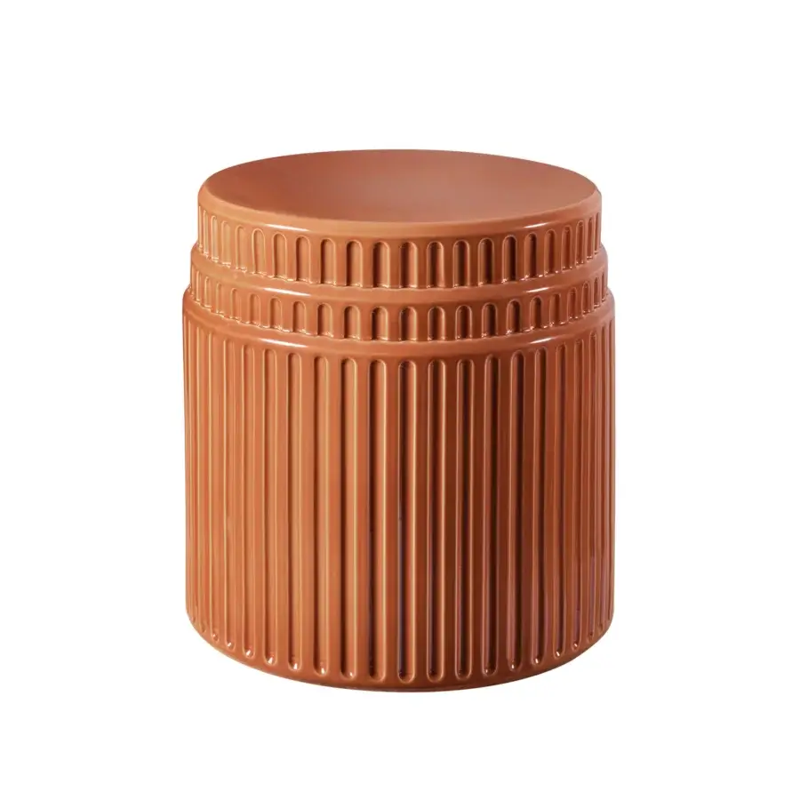 Distinguished Miniforms Kolos coffee table in glazed ceramic presents terracotta hues with a glossy finish and arched motifs