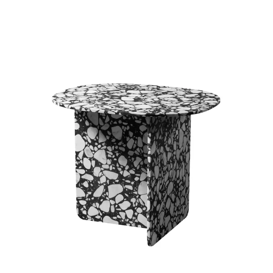 Superior Miniforms Chap coffee table in Palladio Moro marble with black terrazzo finish and sleek lines