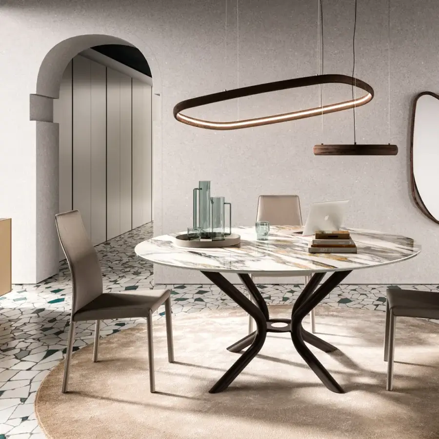 Distinguished Ozzio Italia Atollo suspension lamp crafted in dark brown solid wood with uniform illumination