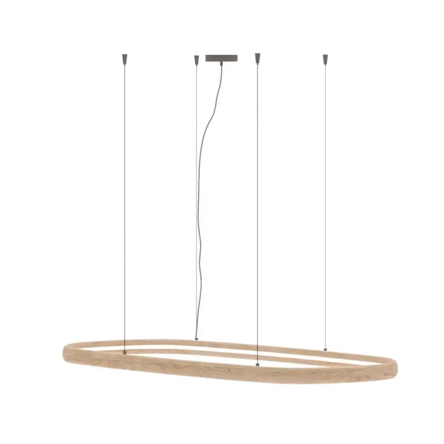 Superior Ozzio Italia Atollo suspension lamp crafted in light-toned solid wood with a smooth matte finish