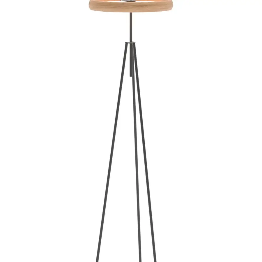 Exceptional Ozzio Italia Discovery floor lamp crafted in light brown wood and dark gray metal with homogeneous light diffusion