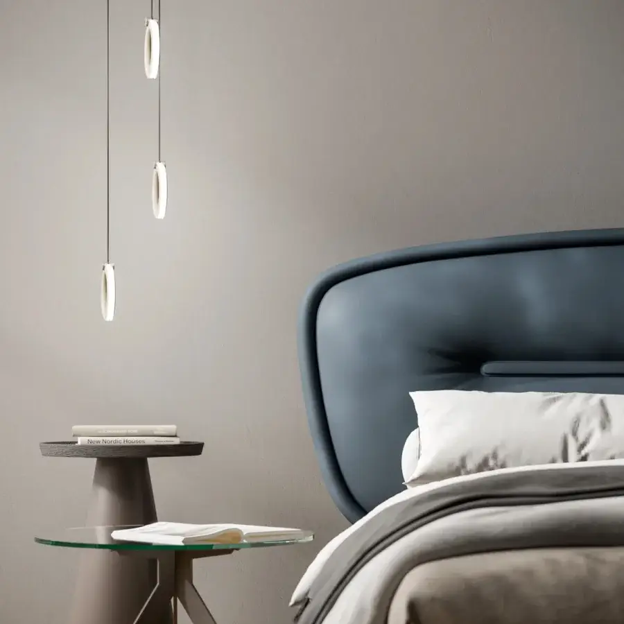 Distinguished Ozzio Italia Sole suspension lamp with a luminous ring crafted in Italy creating a delicate ambiance