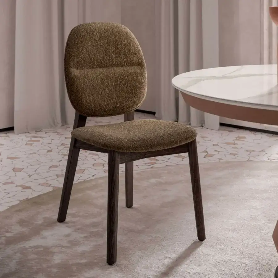 Distinguished Ozzio Italia Giotto chair crafted with solid ash wood and skillfully handmade leather upholstery in a dark matte finish